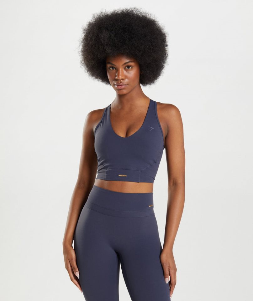 Podkoszulki Gymshark Whitney Crop Damskie Granatowe | PL 186BUM